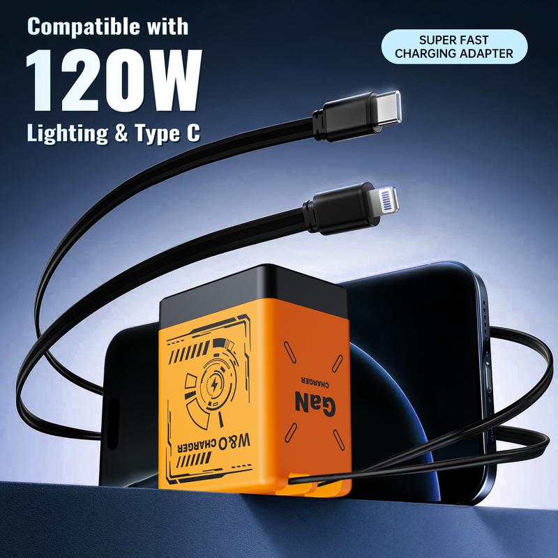 ⏳ 2025 Deal! 120W GaN Super Fast Charger with 3-in-1 Cables!