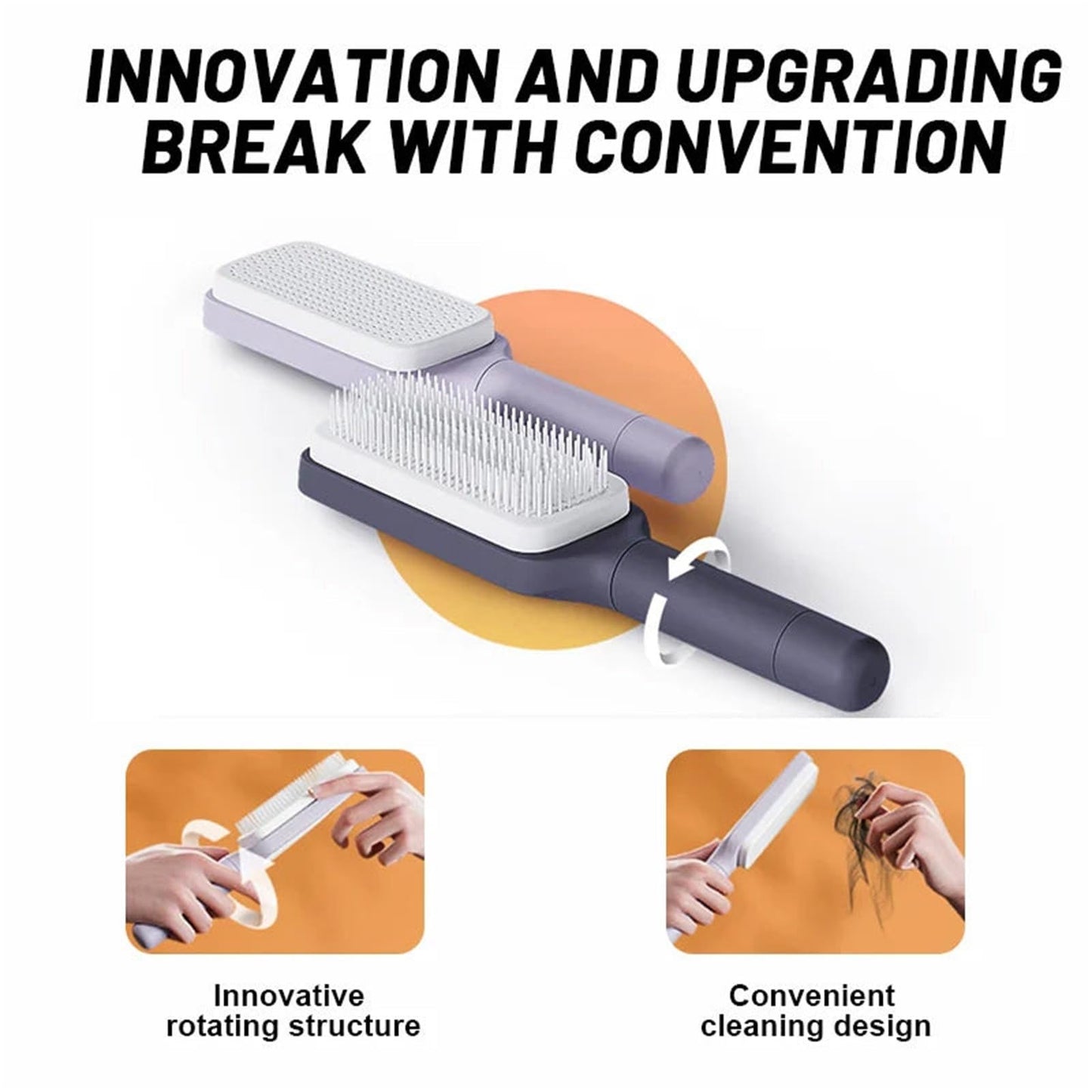 Rotating retractable hair brush ———One-click hair cleaning