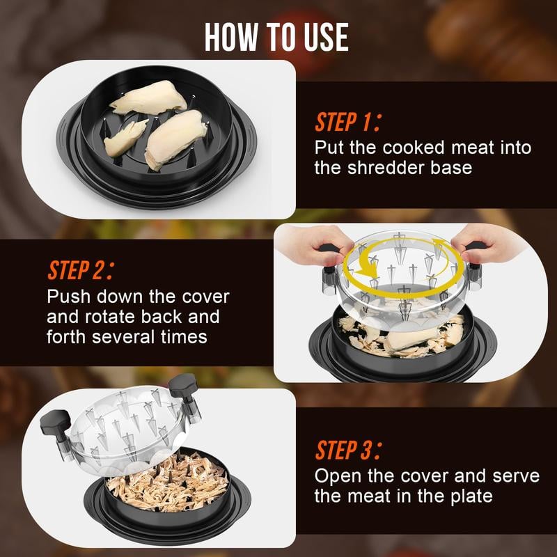 🔥Chicken Breast Shredder Tool, Cooked Meat Shredder With Clear Lid, Auti-slip, Easy To Clean, Chicken Shredder Tool Twist, Chicken Grinder