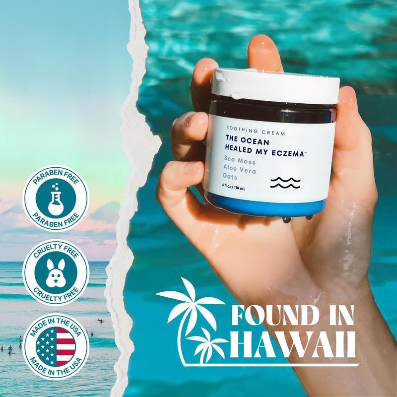 Natural Soothing Cream with Sea Moss & OatsEczema & Psoriasis Relief - Ocean Minerals- for Sensitive Skin-Hydrating Eczema Cream for Dry Skin