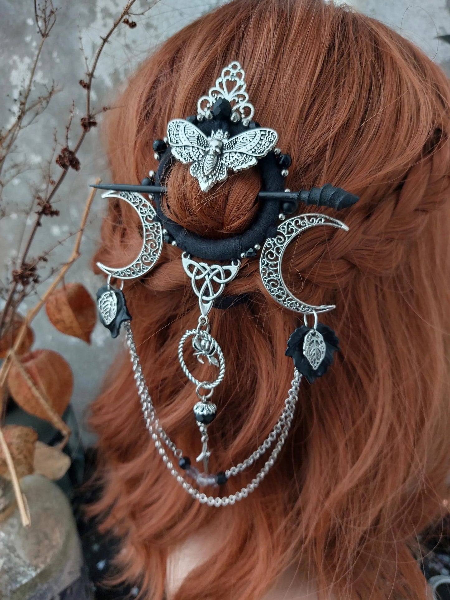 🔥LAST DAY 50% OFF🧙♀️Handmade Goddess of the Night Witchy Hair Pin