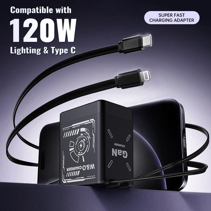 ⏳ 2025 Deal! 120W GaN Super Fast Charger with 3-in-1 Cables!