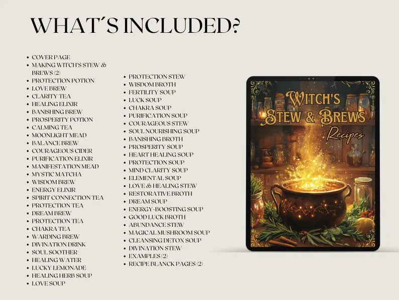🔥Last Day 49% OFF - 🧙♀️🍲WITCH'S STEW & BREWS Decipes:50 Enchanted Recipes for Body and Soul💫