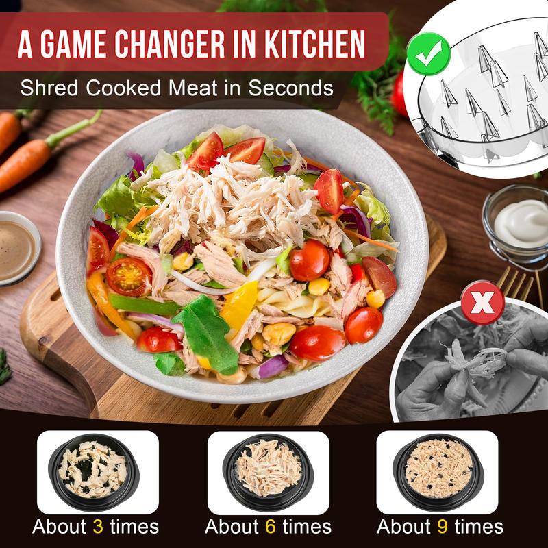 🔥Chicken Breast Shredder Tool, Cooked Meat Shredder With Clear Lid, Auti-slip, Easy To Clean, Chicken Shredder Tool Twist, Chicken Grinder