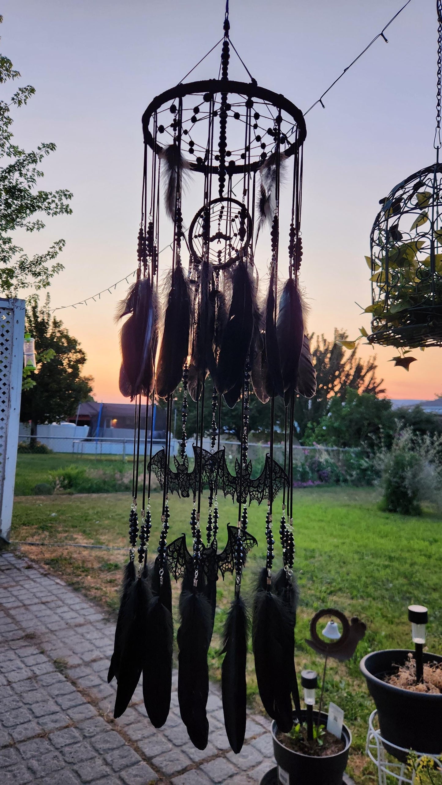 🔥LAST DAY 50% OFF🖤Gothic Black DreamCatcher Mobile with Crystals & Bats🎁Buy 2 Free Shipping