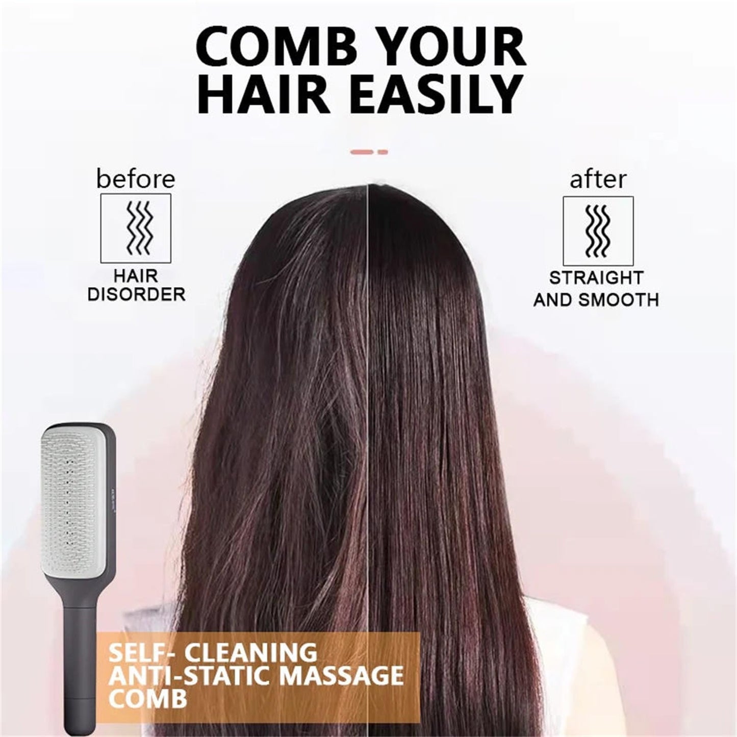 Rotating retractable hair brush ———One-click hair cleaning