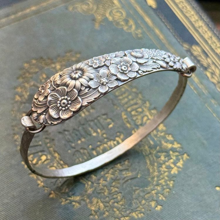 🔥LAST DAY 50% OFF✨Handmade Sterling Spoon Bangle - Made From Authentic Silver-Plated, Vintage Silverware
