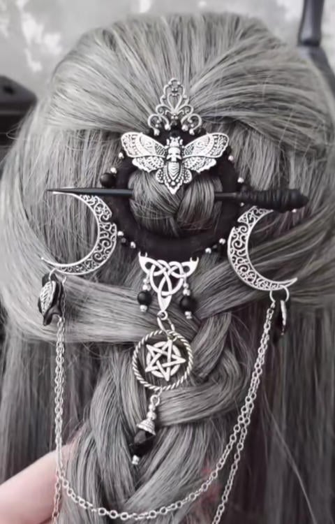 🔥LAST DAY 50% OFF🧙♀️Handmade Goddess of the Night Witchy Hair Pin