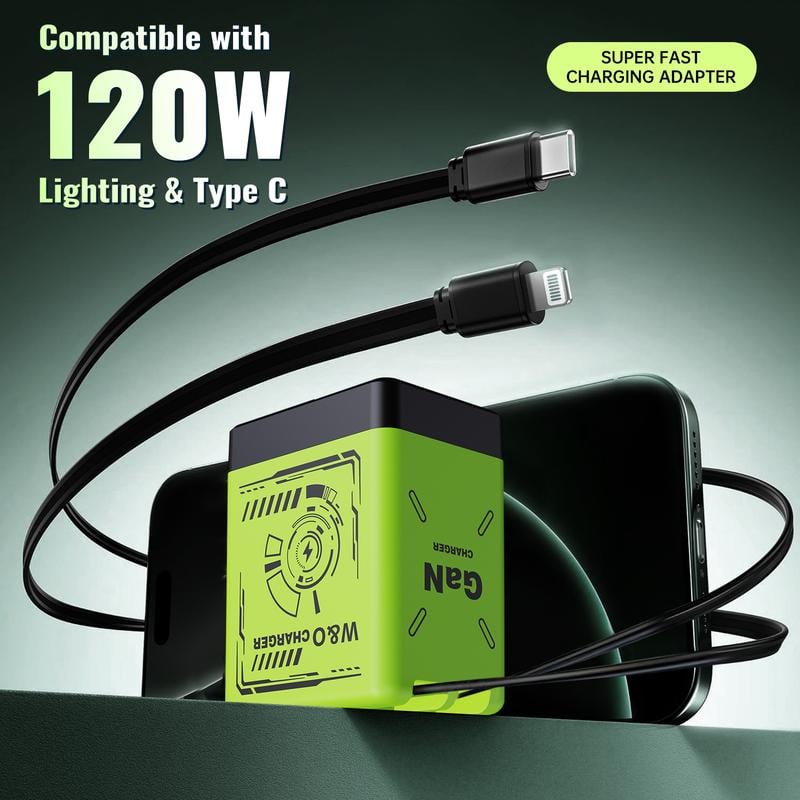 ⏳ 2025 Deal! 120W GaN Super Fast Charger with 3-in-1 Cables!