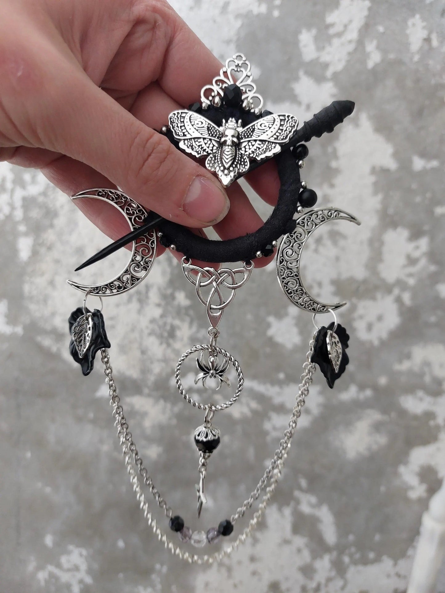 🔥LAST DAY 50% OFF🧙♀️Handmade Goddess of the Night Witchy Hair Pin
