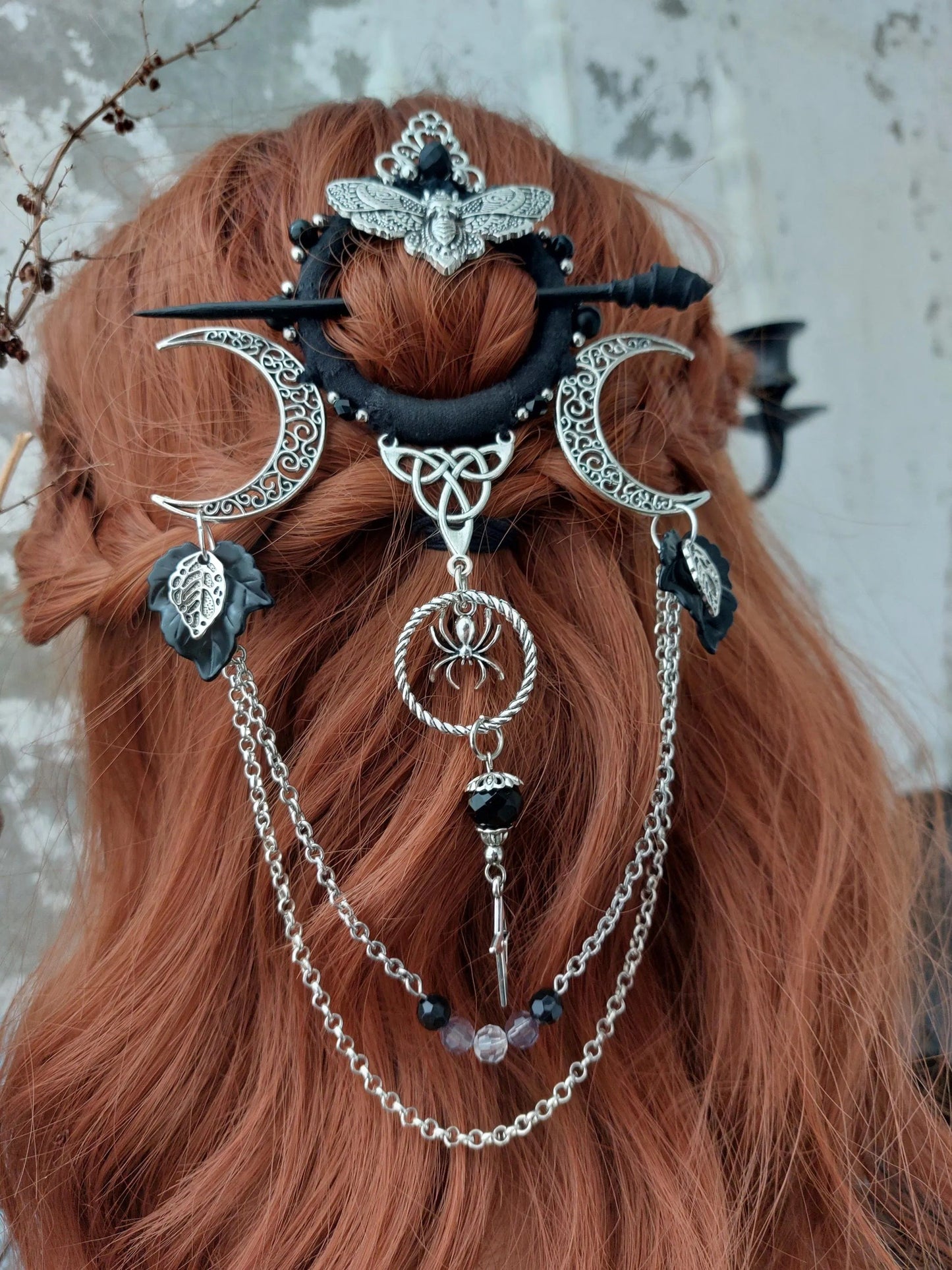 🔥LAST DAY 50% OFF🧙♀️Handmade Goddess of the Night Witchy Hair Pin