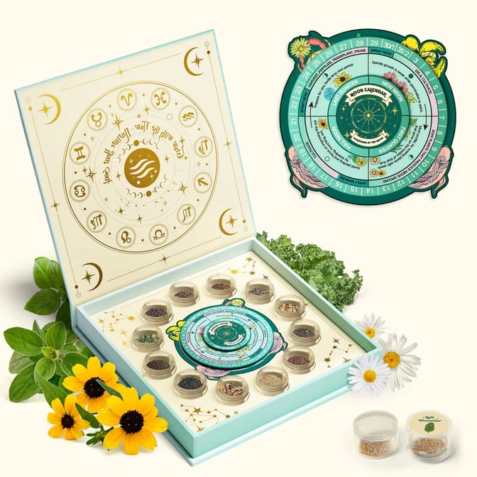 🔥Last Day 49% OFF -💥Zodiac Seed Bank with Moon Calendar Gardening Gift 🌙 Moon-Guided Gardening Instructions Included