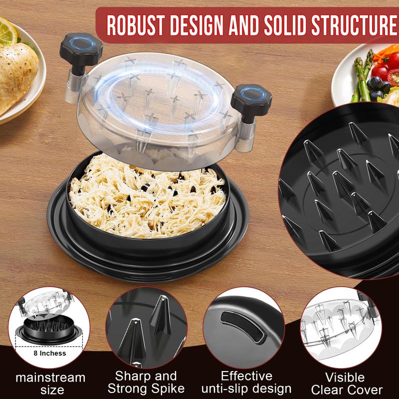 🔥Chicken Breast Shredder Tool, Cooked Meat Shredder With Clear Lid, Auti-slip, Easy To Clean, Chicken Shredder Tool Twist, Chicken Grinder