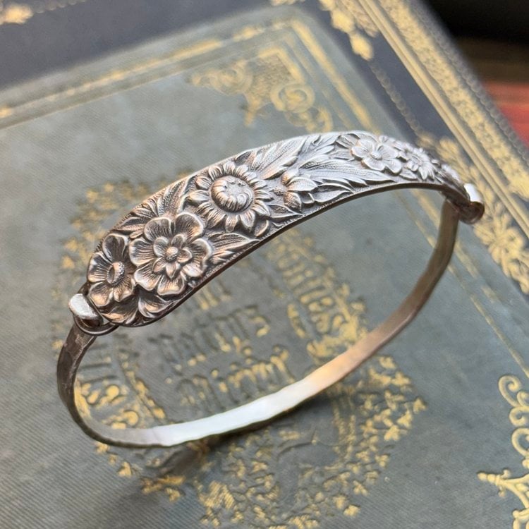 🔥LAST DAY 50% OFF✨Handmade Sterling Spoon Bangle - Made From Authentic Silver-Plated, Vintage Silverware