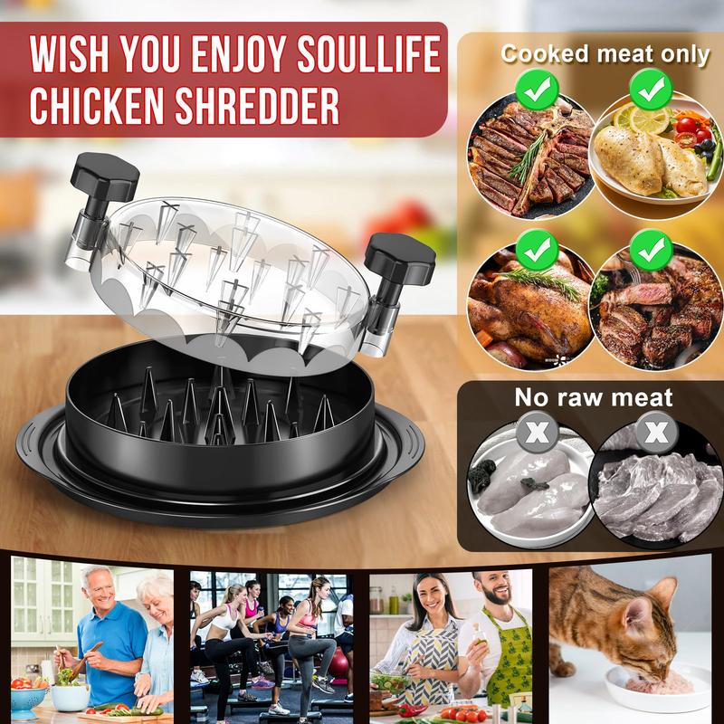 🔥Chicken Breast Shredder Tool, Cooked Meat Shredder With Clear Lid, Auti-slip, Easy To Clean, Chicken Shredder Tool Twist, Chicken Grinder
