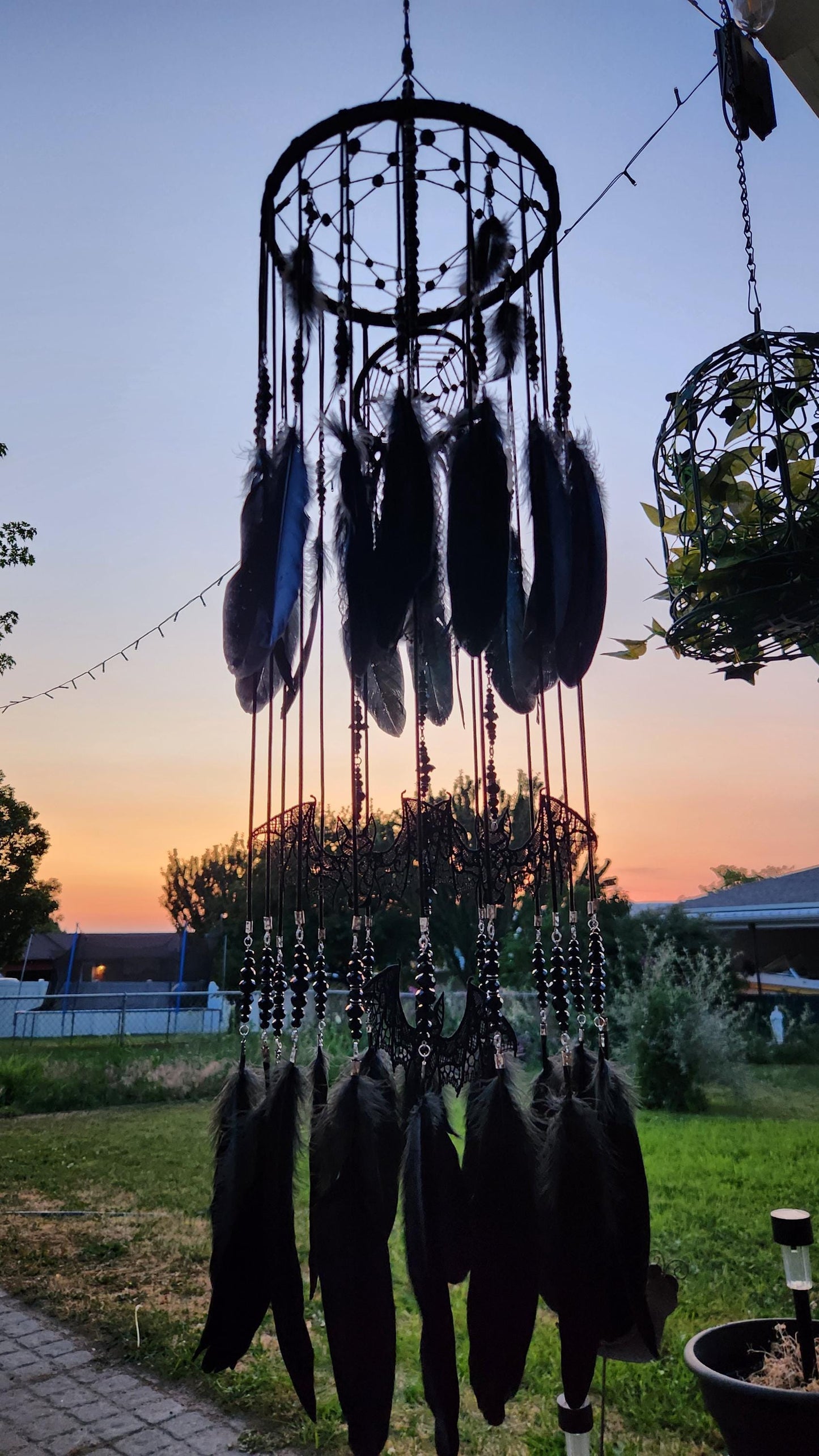 🔥LAST DAY 50% OFF🖤Gothic Black DreamCatcher Mobile with Crystals & Bats🎁Buy 2 Free Shipping
