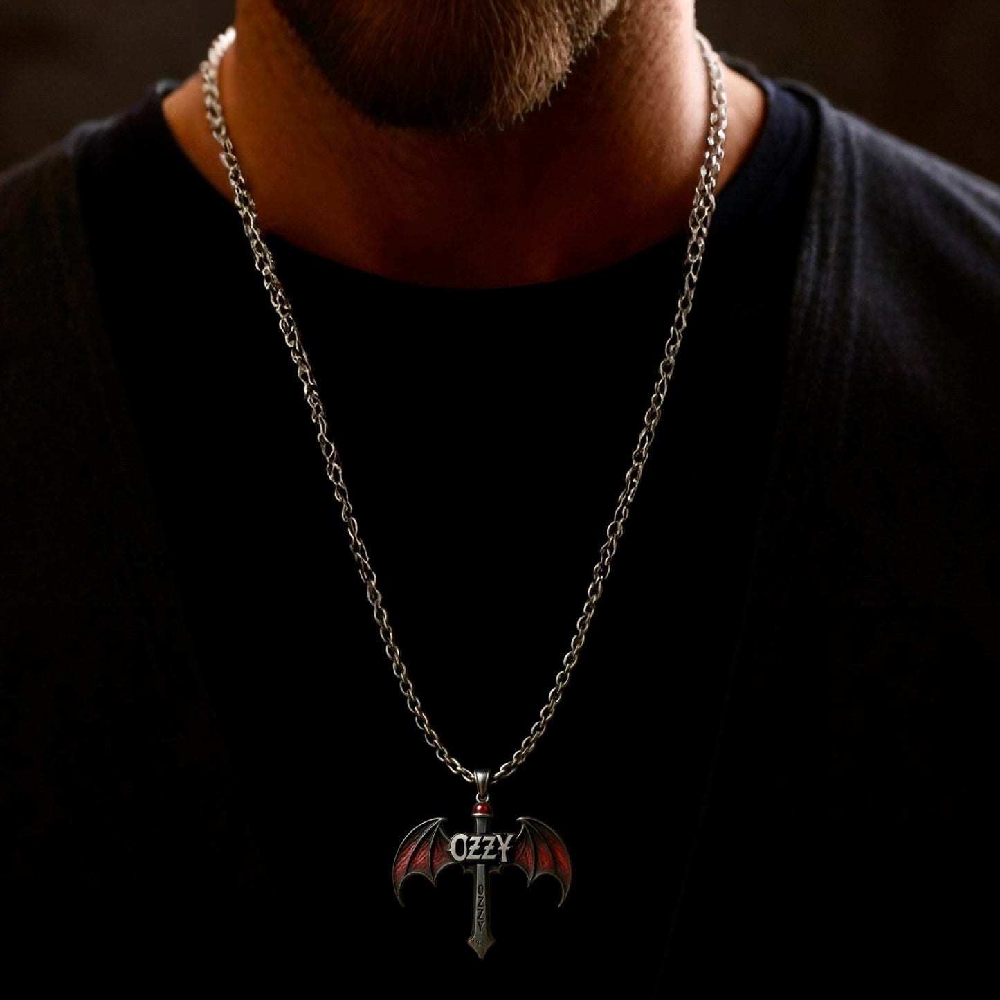 🔥LAST DAY 49%OFF-🔥Ozzy Osbourne 1948 Memorial Cross Pendant – Bat Wing Tribute Edition