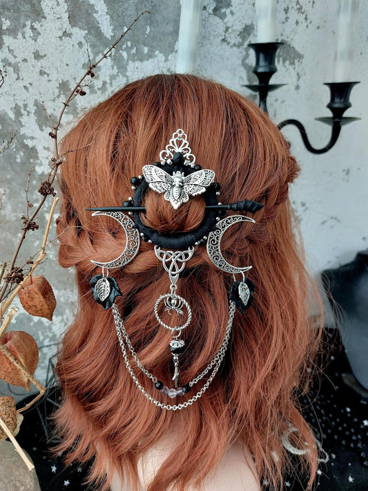 🔥LAST DAY 50% OFF🧙‍♀️Handmade Goddess of the Night Witchy Hair Pin