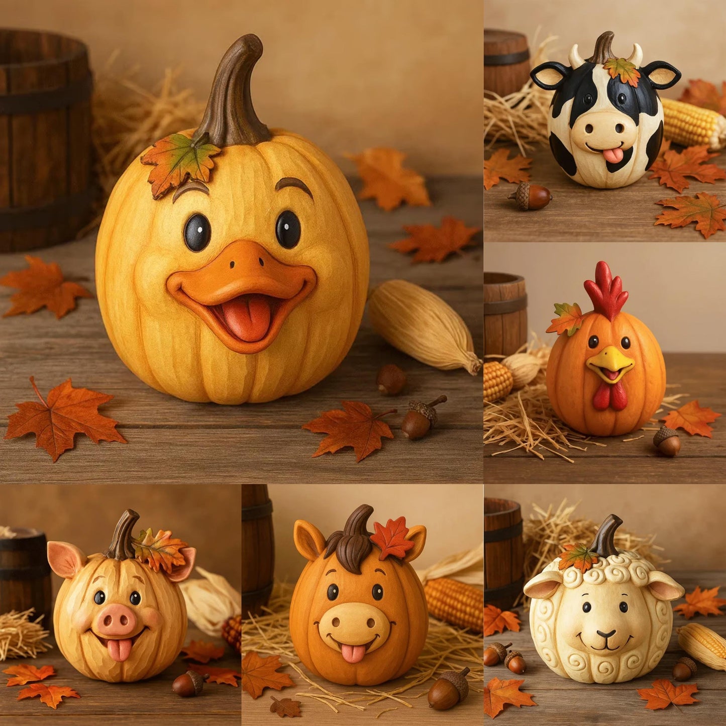 🔥Last Day 49% OFF - 🎃🍂Farm Animal Pumpkin Figurines