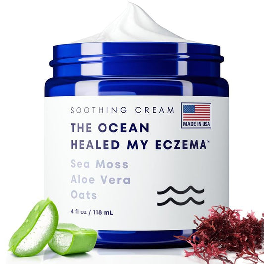 Natural Soothing Cream with Sea Moss & OatsEczema & Psoriasis Relief - Ocean Minerals- for Sensitive Skin-Hydrating Eczema Cream for Dry Skin