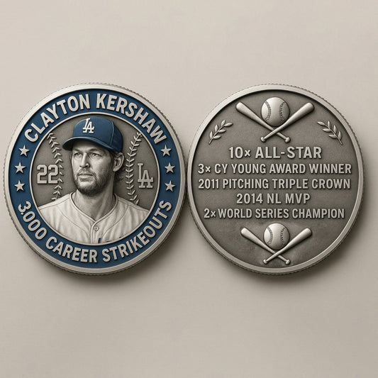 Clayton Kershaw 3,000 strikeouts Commemorative Coin