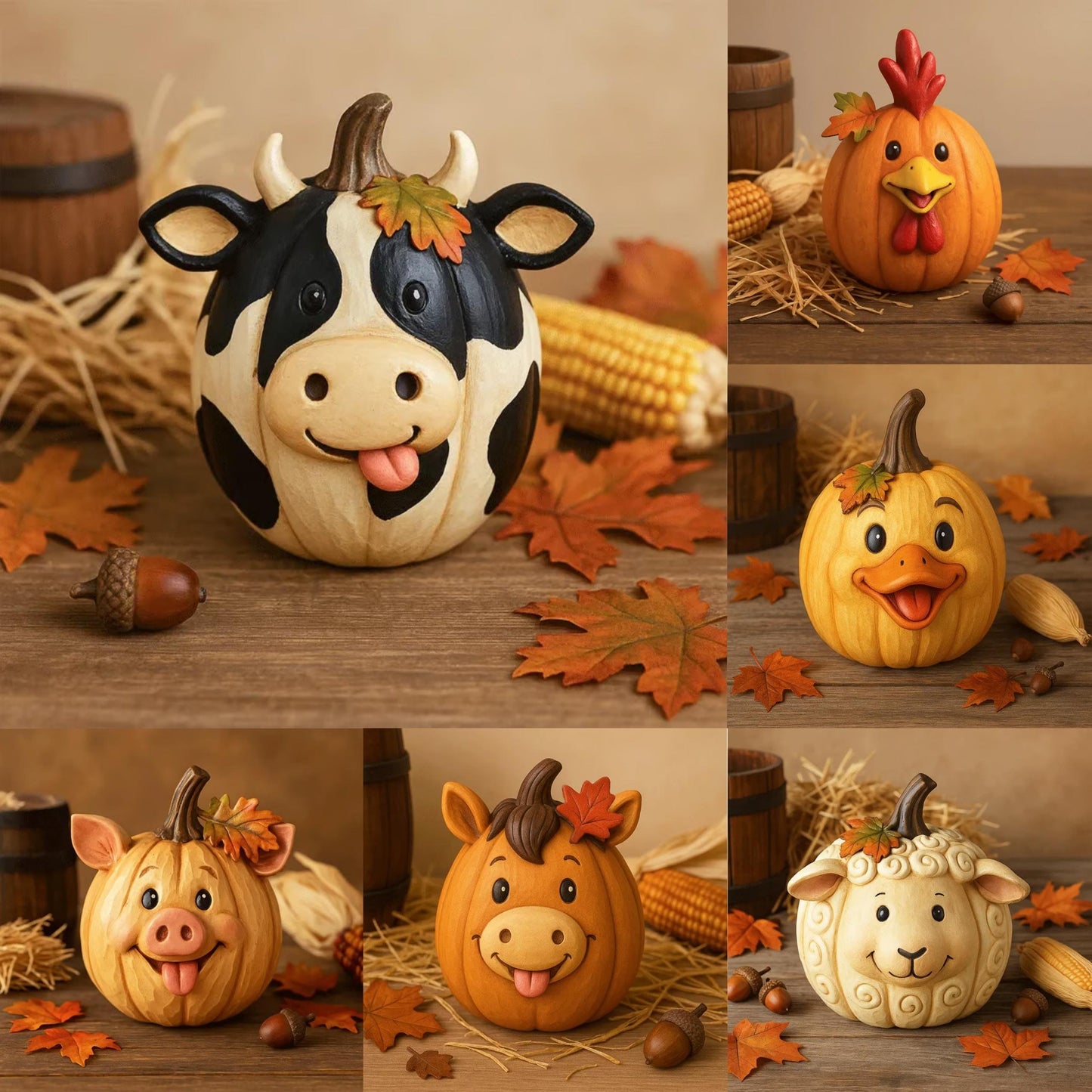 🔥Last Day 49% OFF - 🎃🍂Farm Animal Pumpkin Figurines