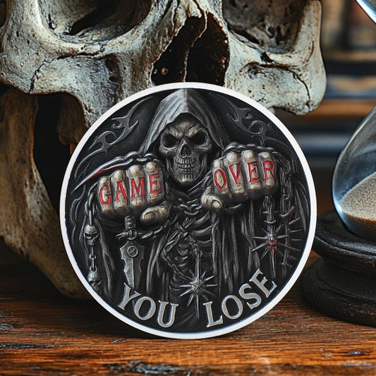 Memento Mori Coin Daily Practice Stoic Chip, Game Over Skull Challenge Coin